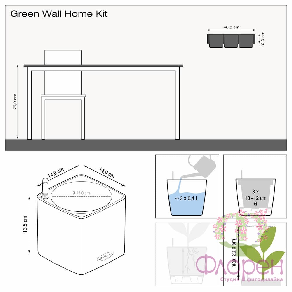 Lechuza Green Wall Home Kit Color Puro фото 2